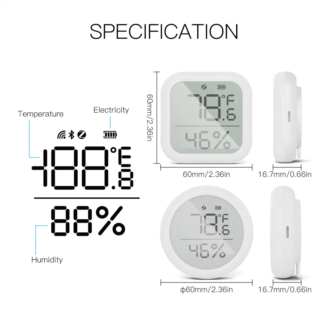 Smart Home Zigbee 3.0 Temperature and Humidity Sensor Probe Tuya Automation Devices Wireless Remote Control Alexa Google Home