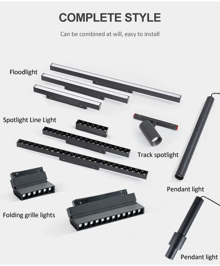 Ultrathin Magnetic Track Light Open Installation Spotlight Linear 48V LED Magnetic Rail Lighting System