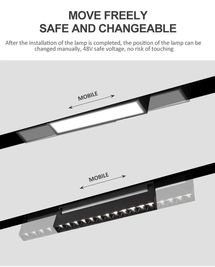 Ultrathin Magnetic Track Light Open Installation Spotlight Linear 48V LED Magnetic Rail Lighting System