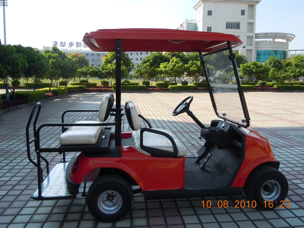 Electric Fuel 4 Wheel Four Person Golf Cart Clue Car with Rear Seat, Red Color