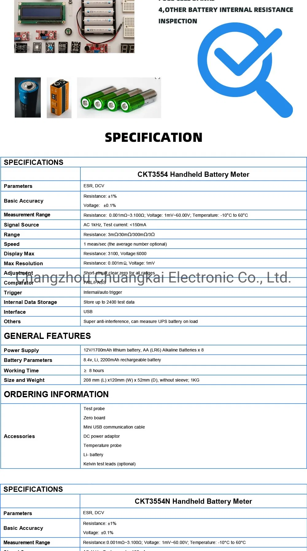 Ckt3554n Digital Battery Tester Meter for UPS Online Measurement Under Working Status