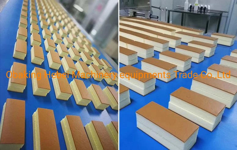 Obaking industrial Grade Bar Cake Production Line with Ice Cream or Jam Filled, Ultrasonic Cutter