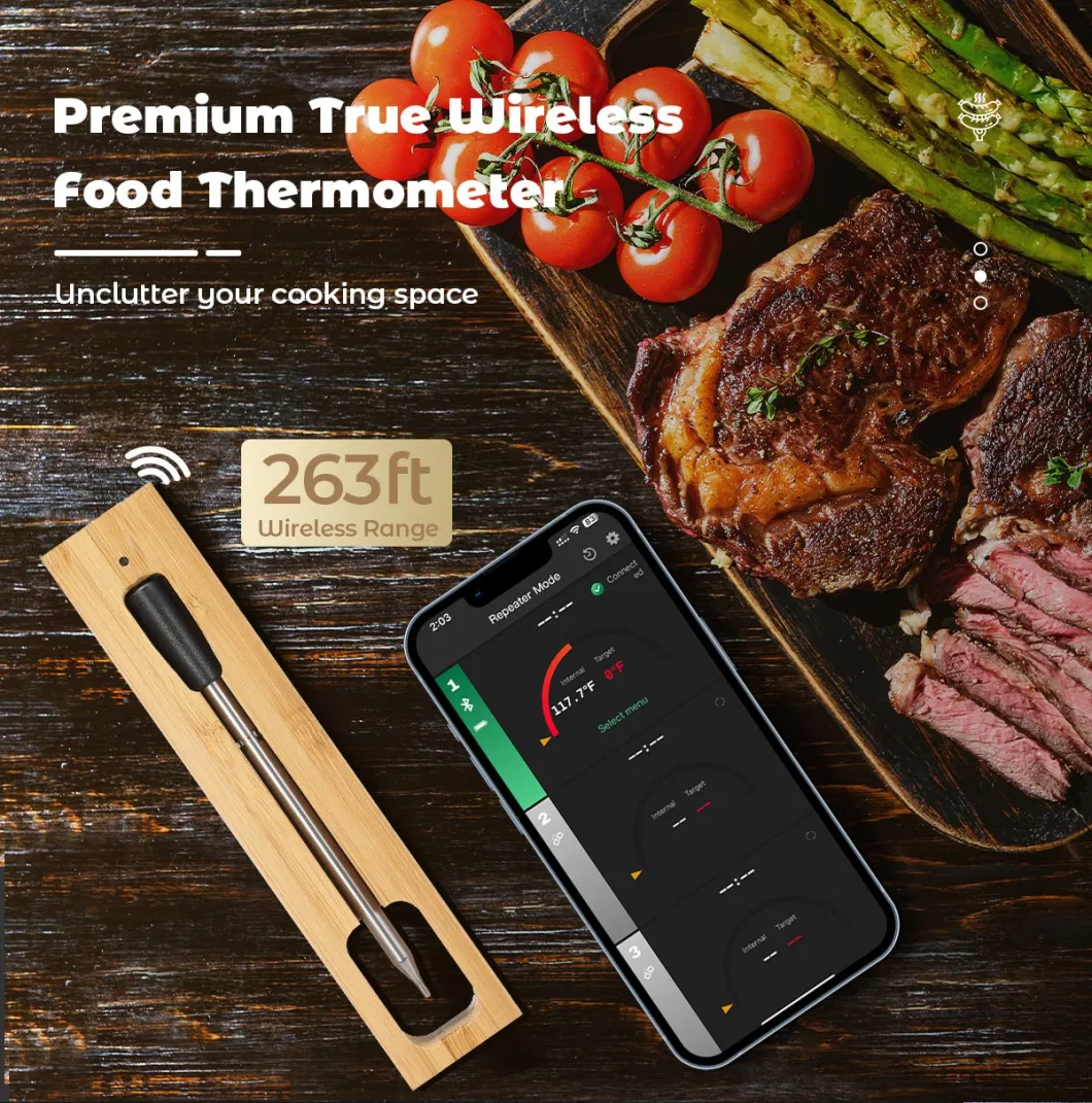 BBQ Smoker Oven Smart Alert Notification Bluetooth Remote Meat BBQ Cooking Thermometer