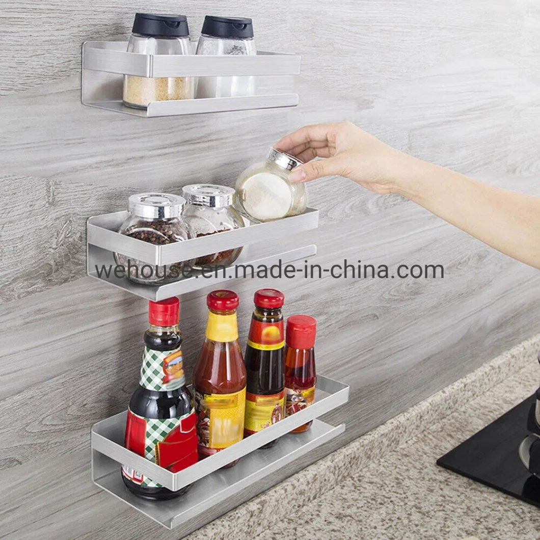 Floating Shelf Wall Mounted 23X9cm Shower Caddy Kitchen Bathroom Rack with Guard Towel Holder