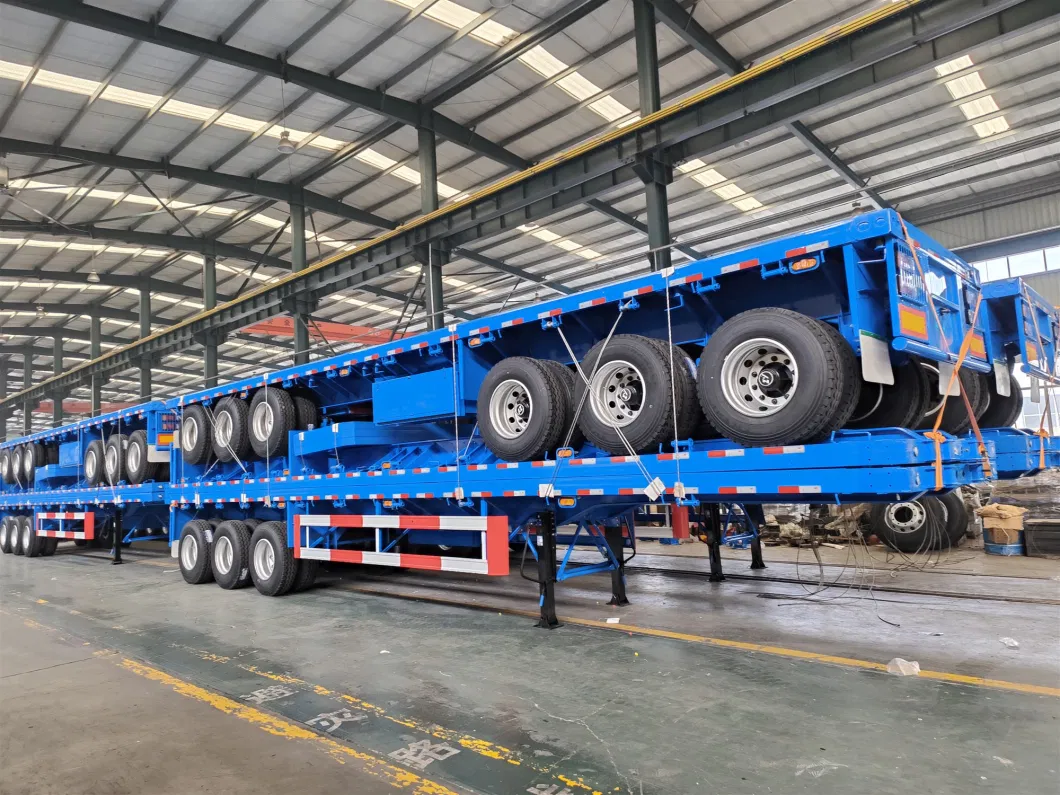 Best Price 40FT Flat Bed Load Capacity Trailers 40 Ton Tri Axle Flatbed Container Semi Trailers Truck Trailer for Sale