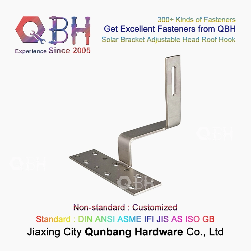 Qbh Customized PV Photovoltaic Solar Power Energy System SS304 SS316 Solar Tile Roof Hook Spare Replace Replacement Stamping Pressing Frame Part