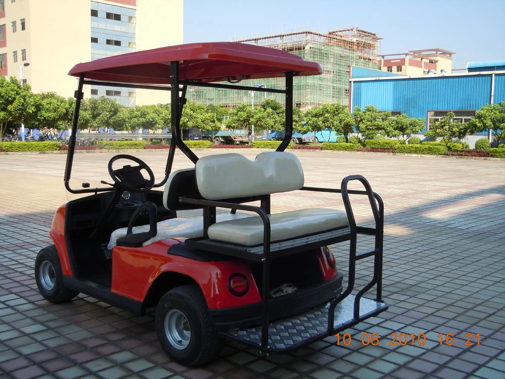 Electric Fuel 4 Wheel Four Person Golf Cart Clue Car with Rear Seat, Red Color