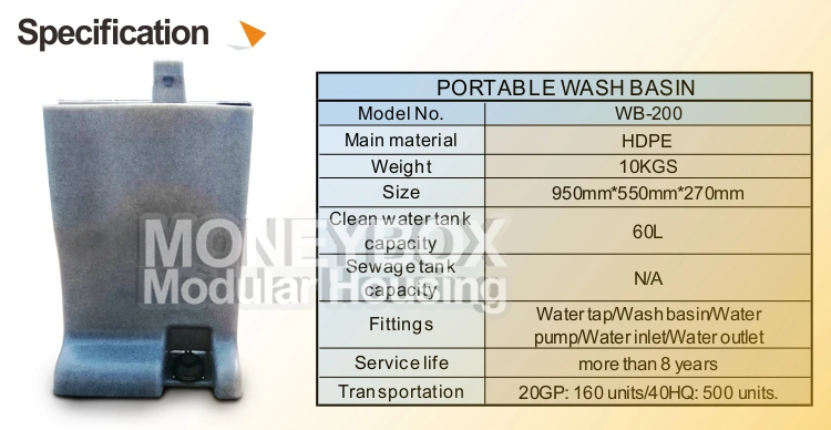 Luxury Mobile Water Tank Portable Wash Hand Basin with Stand