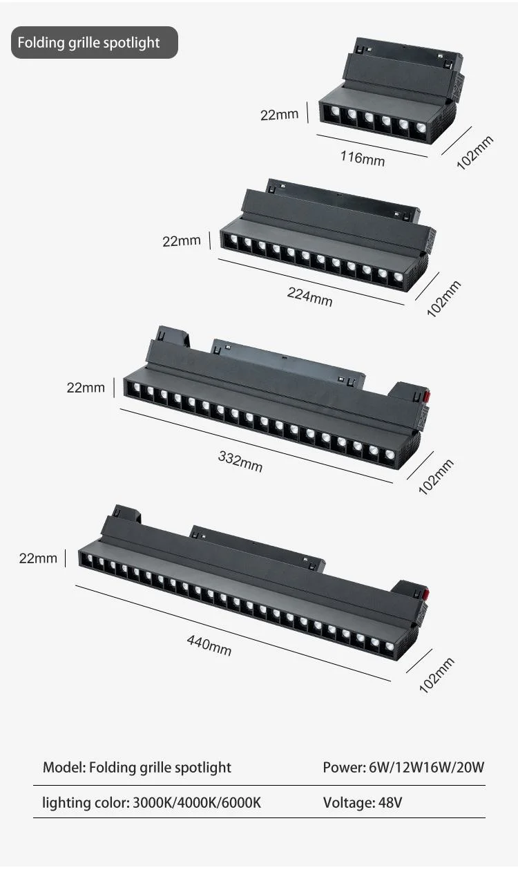 Ultrathin Magnetic Track Light Open Installation Spotlight Linear 48V LED Magnetic Rail Lighting System