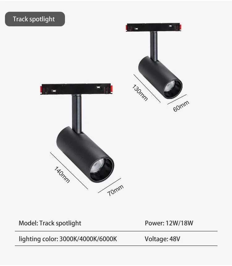 Ultrathin Magnetic Track Light Open Installation Spotlight Linear 48V LED Magnetic Rail Lighting System