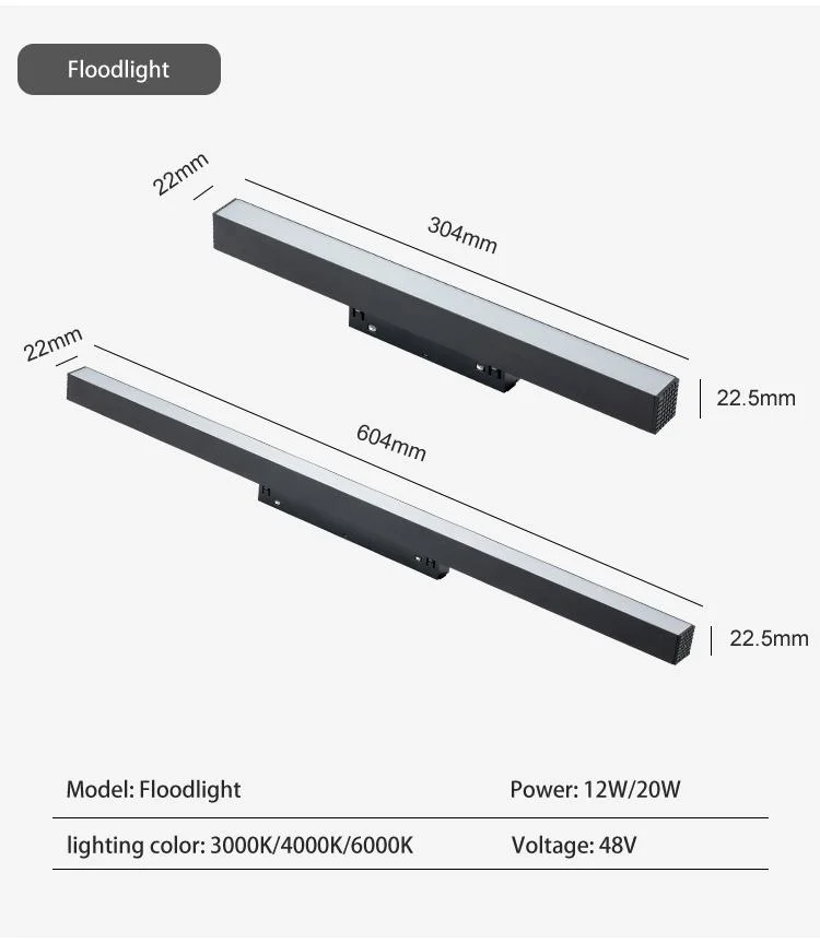 Ultrathin Magnetic Track Light Open Installation Spotlight Linear 48V LED Magnetic Rail Lighting System