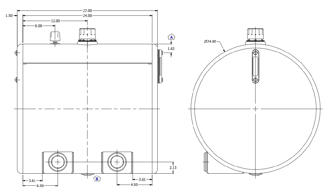 50 Gallons Saddle-Mount Rear Port Aluminum Hydraulic Tank