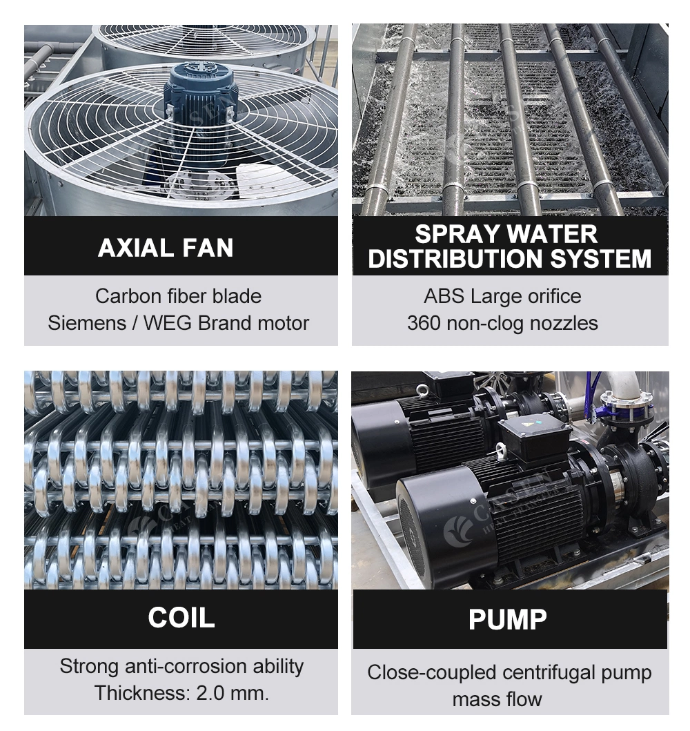 High Qualty Efficient Acid-Resisting Stainless Steel Wet Crossflow Evaporative Condenser for Cold Room/Storage