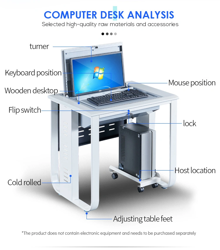 Office Furniture Computer Desk Flip up Desktop Monitor Safe Multimedia Classroom Desk