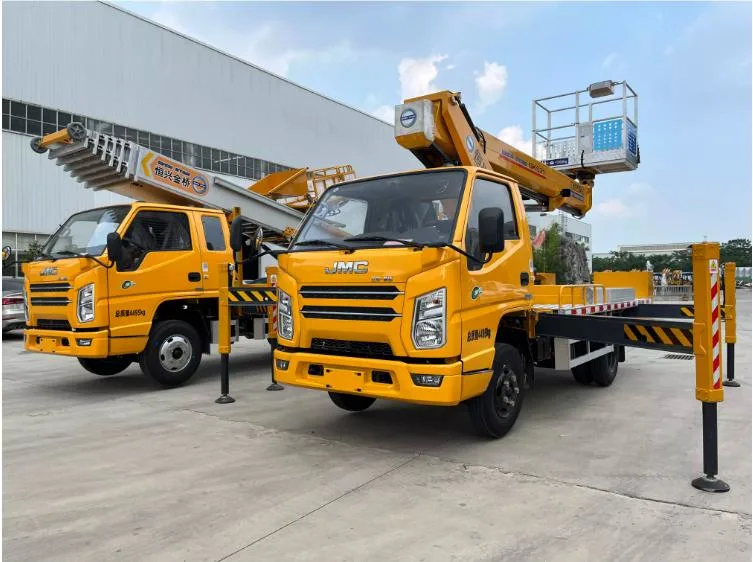 Low Carbon Engineering Construction Using Loading Unloading High-Altitude Transportation Ladder Lift Truck Car