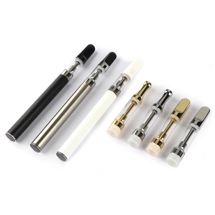 New Full Ceramic Cartridge No Leaking 0.5ml 1.0ml Carts Atomizer Black White Coil Mouthpiece Thick Oil Vape Pen Tank for Preheat Battery