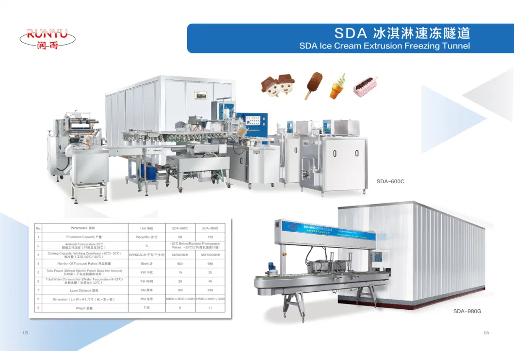 High Quality Ice Cream Extrusion Line Filling Machine /Freezing Tunnel