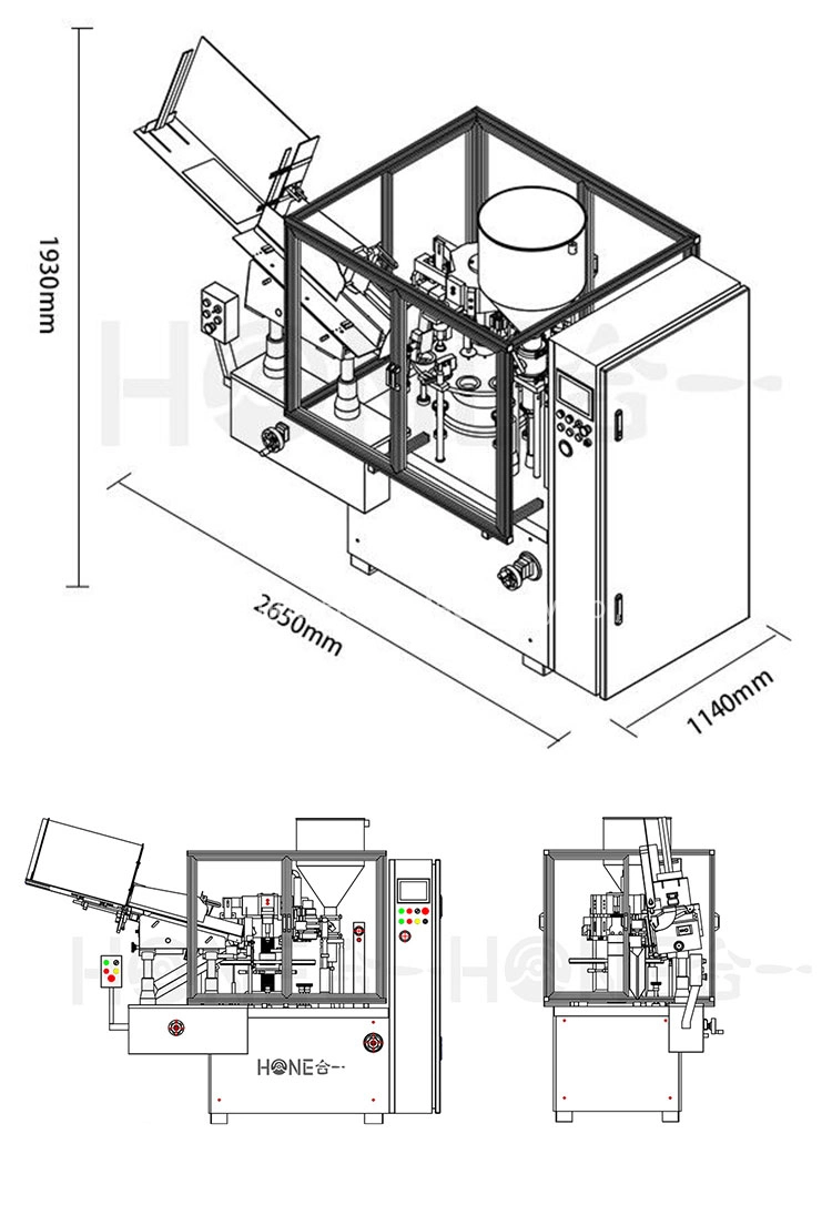 Hone Rotary Packing Machine Cosmetic Sun Protection Cream Soft Tube Filling Sealing Hot Air Tube Sealing Machine