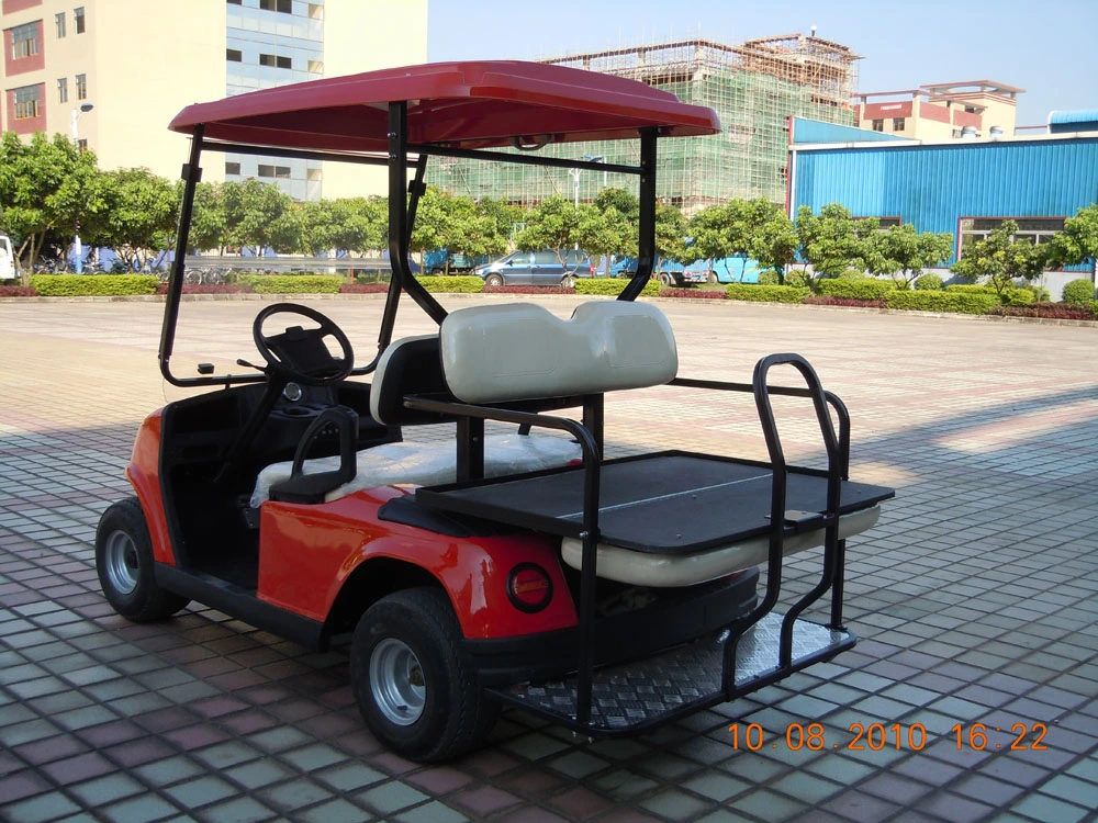 Electric Fuel 4 Wheel Four Person Golf Cart Clue Car with Rear Seat, Red Color