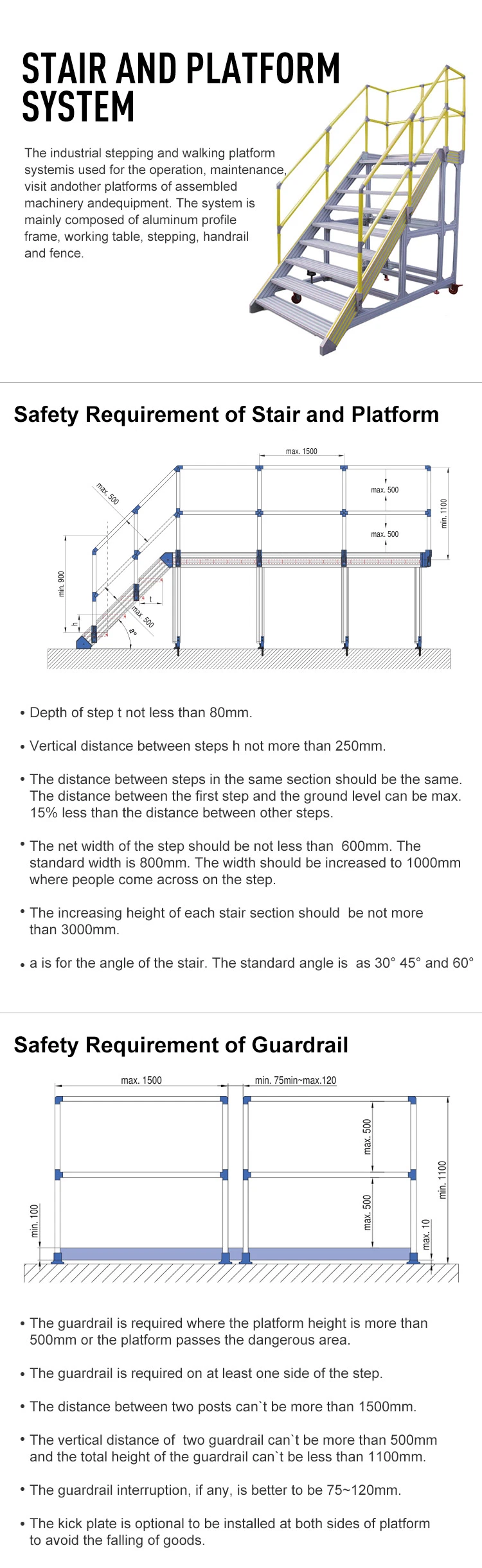 Aluminum Assembly Modular Ladder Platform Catwalks for Machine Maintenance