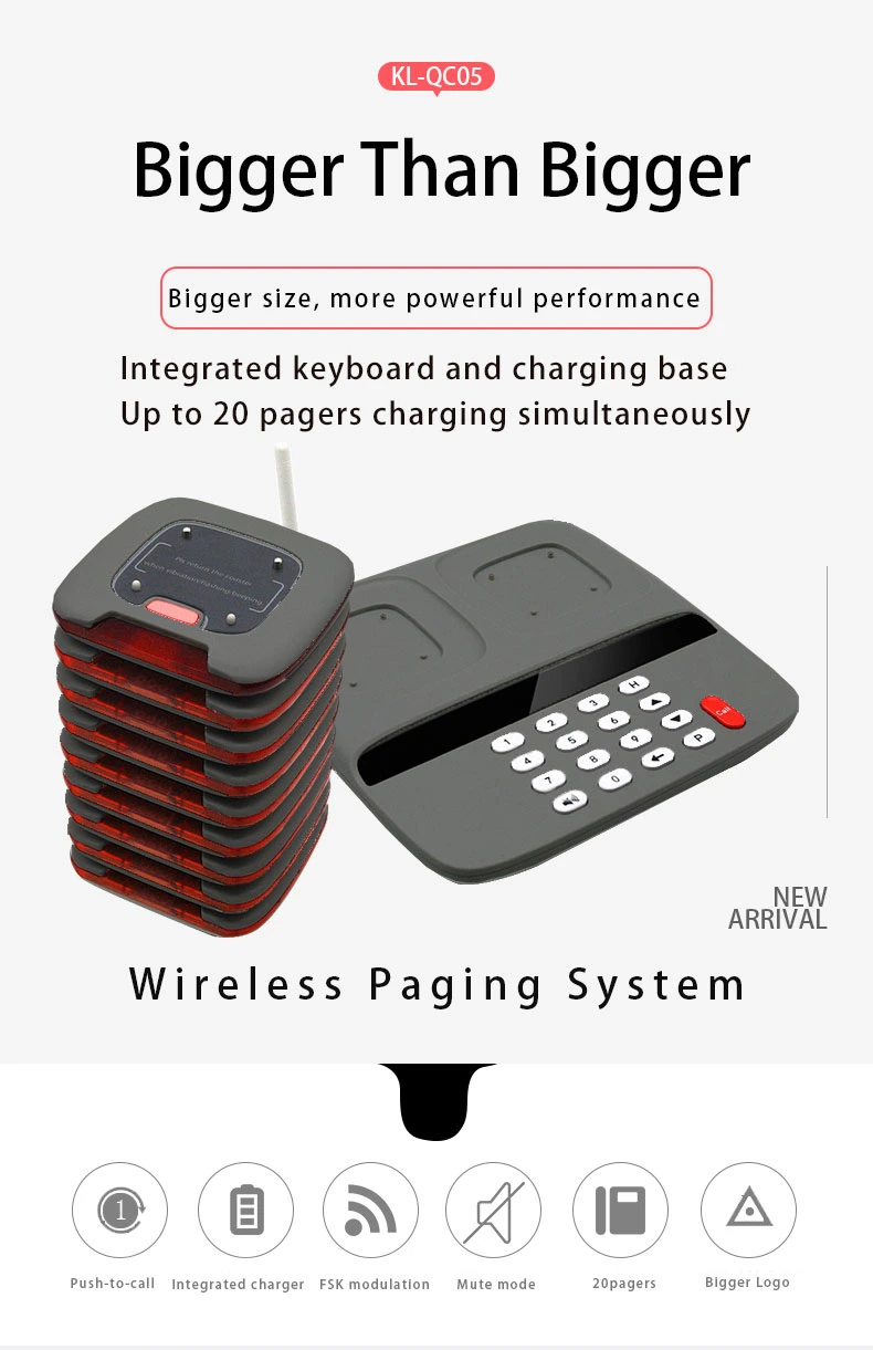 Wireless Long Range Restaurant Queuing Paging System Beeping Vibration Buzzer Calling System Paging System