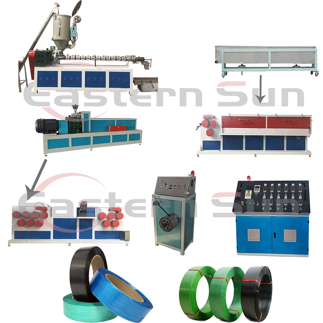 High Output Single Screw Pet PP Polyester Strap Strapping Band Banding Strip Bind Tape Belt Extruder/Machine Production Line