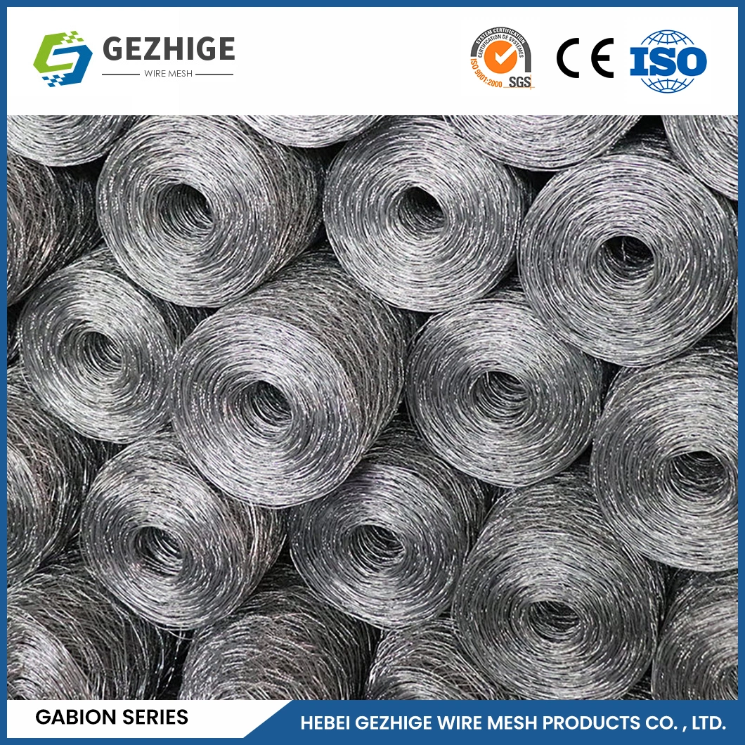 Gezhige 60X80 mm Sack Gabion 2.0-4.0mm Wire Thickness Industries Galvanized PVC Coated Gabion China 4.0*1.0*0.5m Hexagonal Gabion Mesh with Spiral Wire