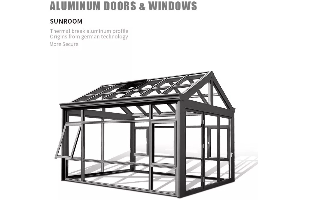 Sunrooms &amp; Glass Houses Noise Insulation Broken Bridge Aluminum Sealing Balcony Sun Room Outdoor Aluminum Alloy Glass Greenhouse