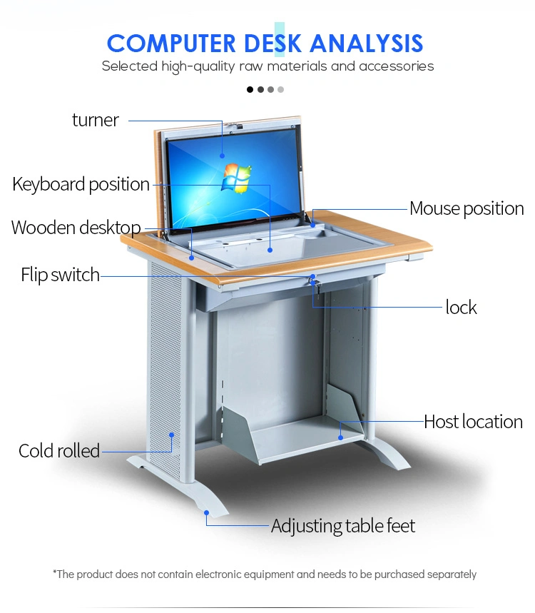 Multimedia Classroom Flip Computer Desk Flipper LCD Monitor Classroom Desk Table