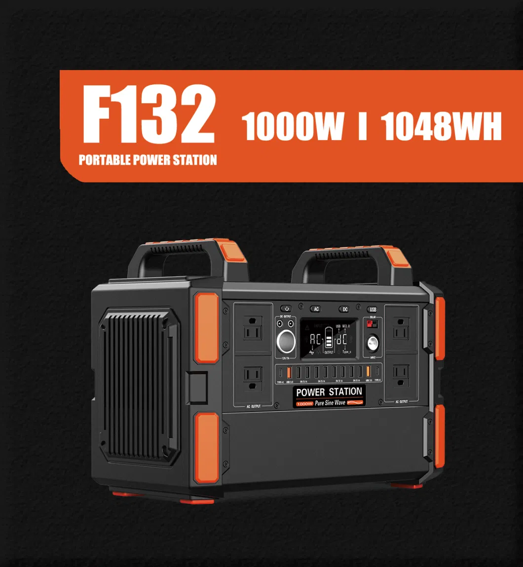 Solar Generator 1000W 1048wh Backup Lithium Battery 110V/1000W Pure Sine Wave AC Outlet Solar Generator for Outdoors Camping Travel Hunting Emergency