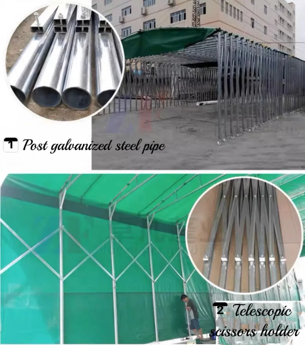 Easy Installation Canvas Roof Steel Structure Retractable Retractable Tunnel