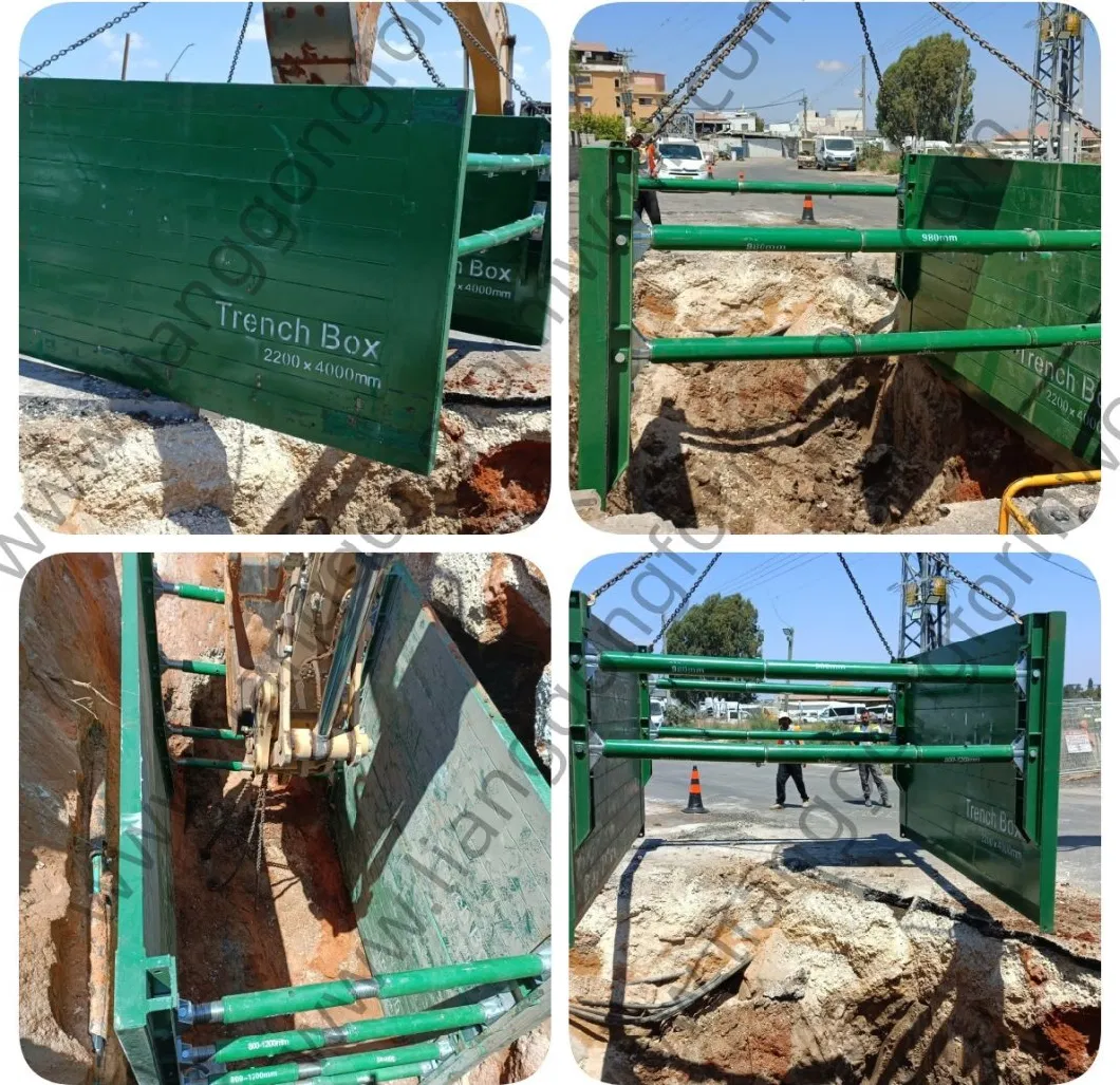 Manufacture Excavation Steel Support Formwork System Trench Shoring/Manhole Box for Pipeline Construction