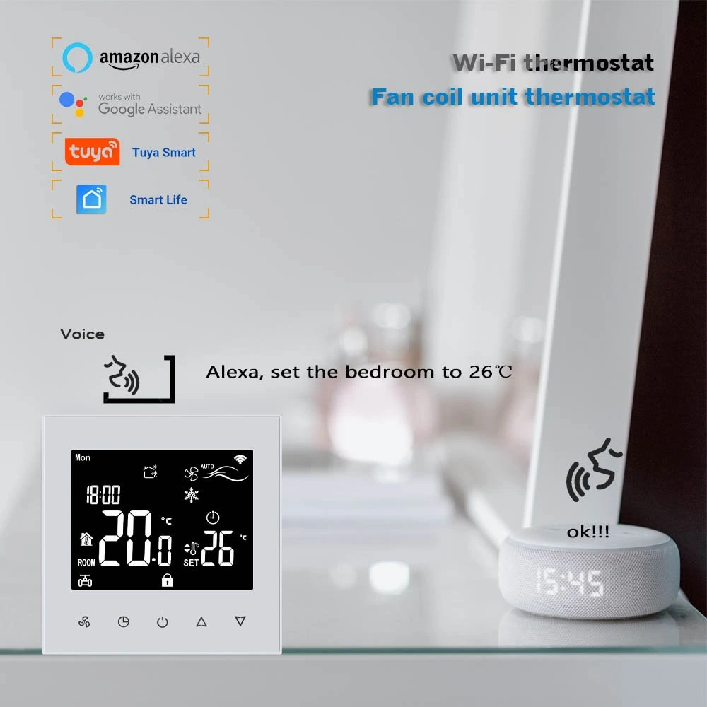 Smart Tuya WiFi 2/4 Pipe HVAC System Air Conditioner Fan Coil Room Thermostat