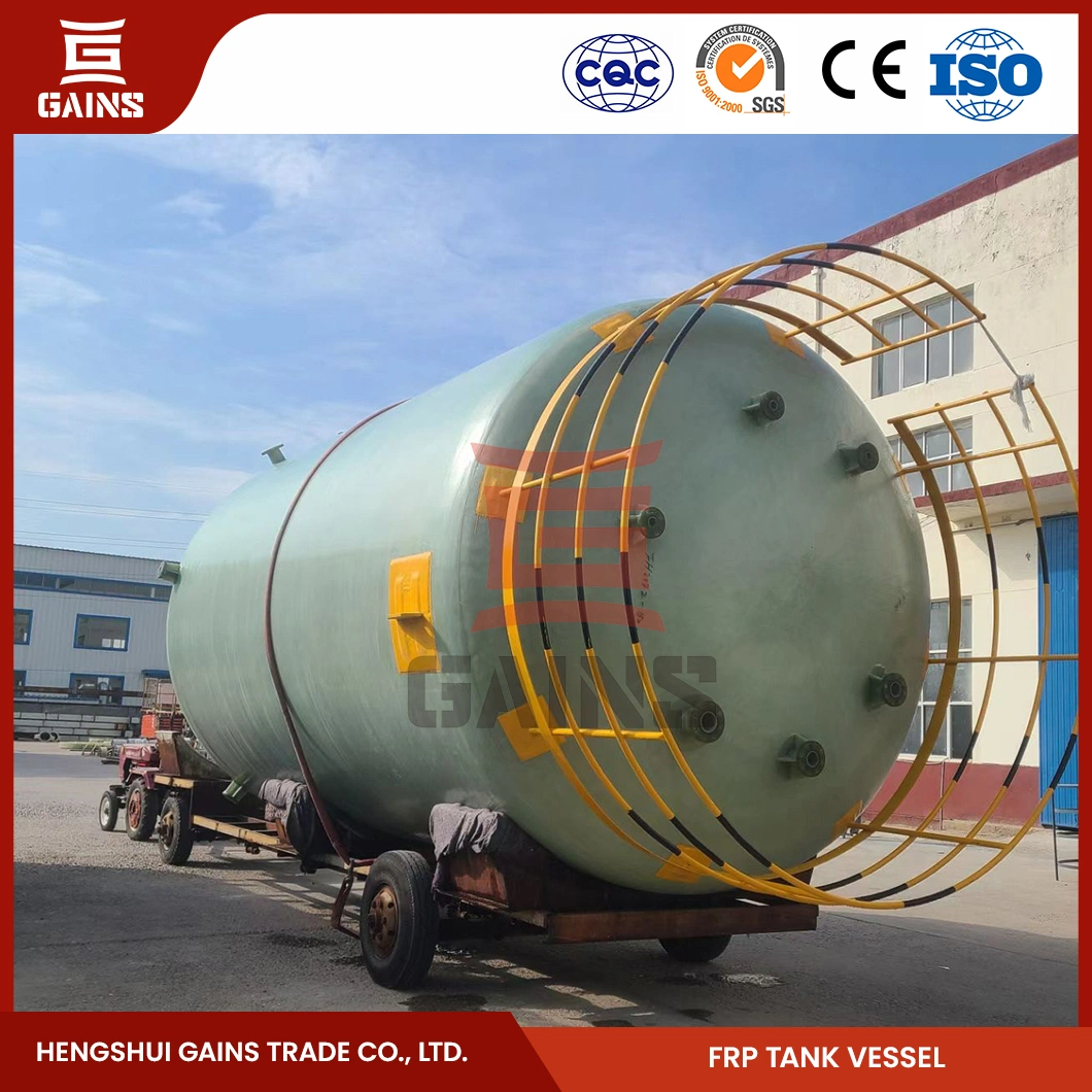 Gains FRP Sulfuric Acid Poly Tanks Manufacturing FRP Tank 0817 China Chlorine Retention Storage Tank