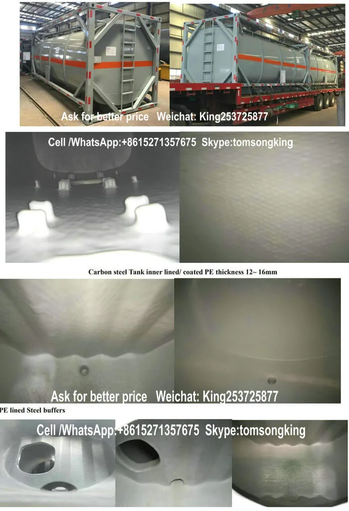 Naoh ISO Tank Lined LLDPE (20FT 21000 Liter, 40FT 40000 Liter) Hydrogen Peroxide 30% Hydrofluoric Acid 48% Storage and Road Transport