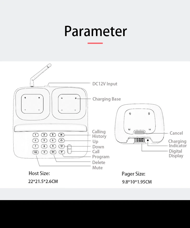 Wireless Long Range Restaurant Queuing Paging System Beeping Vibration Buzzer Calling System Paging System