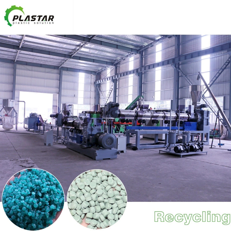 Two Stages Noodle Strip Cutting Type Waste PP PE Film Plastic Pelletizing Recycling Line