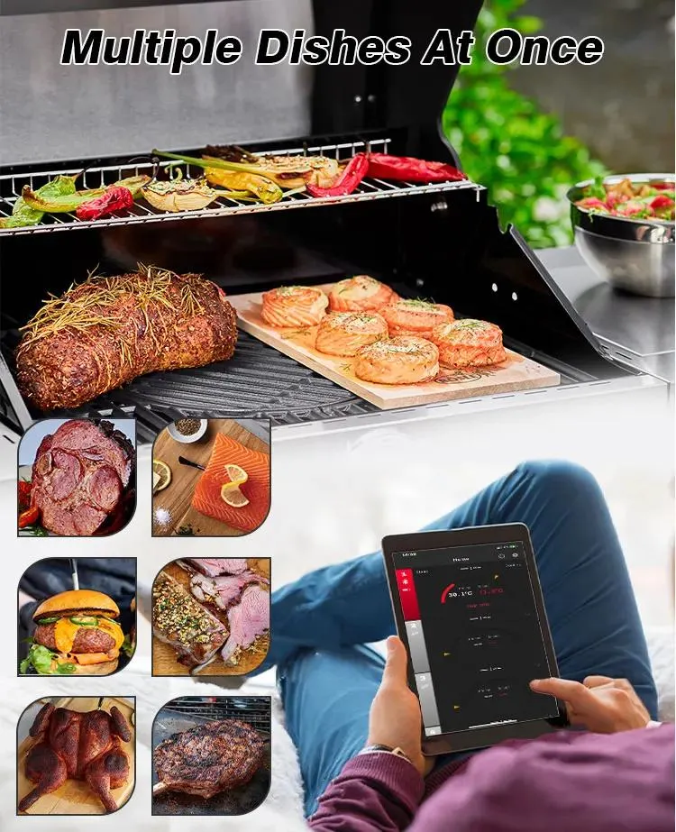 BBQ Smoker Oven Smart Alert Notification Bluetooth Remote Meat BBQ Cooking Thermometer