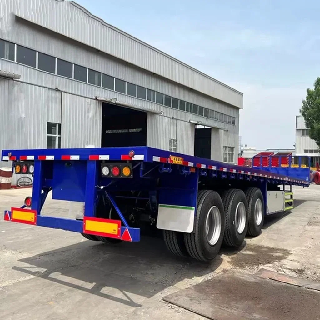 Best Price 40FT Flat Bed Load Capacity Trailers 40 Ton Tri Axle Flatbed Container Semi Trailers Truck Trailer for Sale