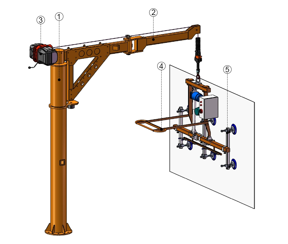 100kg Jib Crane Electric Hoist Loading Arm Manipulator Material Handling Equipment