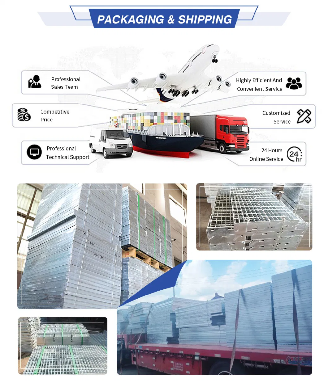 Easy Installation and Maintenance Loading Bar 30 X 3 mm Galvanized Serrated Steel Grating Platform