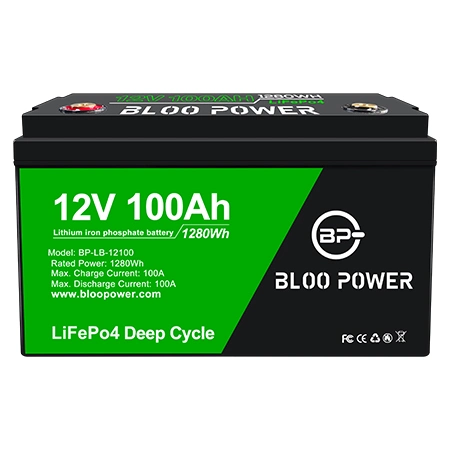 Bloopower Deep Cycle Lithium Ion Battery 12 V Solar Light LiFePO4 for Power Transmission Distribution System Fire Fighting System Sensor Backup
