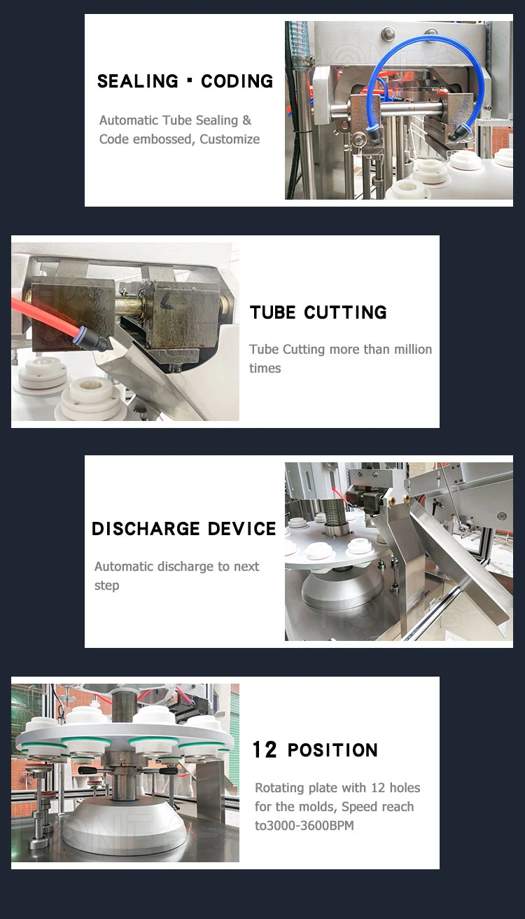 Hone Rotary Packing Machine Cosmetic Sun Protection Cream Soft Tube Filling Sealing Hot Air Tube Sealing Machine