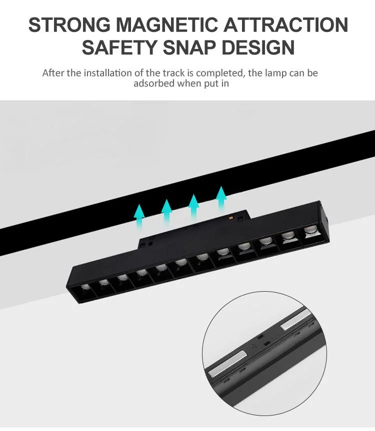 Ultrathin Magnetic Track Light Open Installation Spotlight Linear 48V LED Magnetic Rail Lighting System