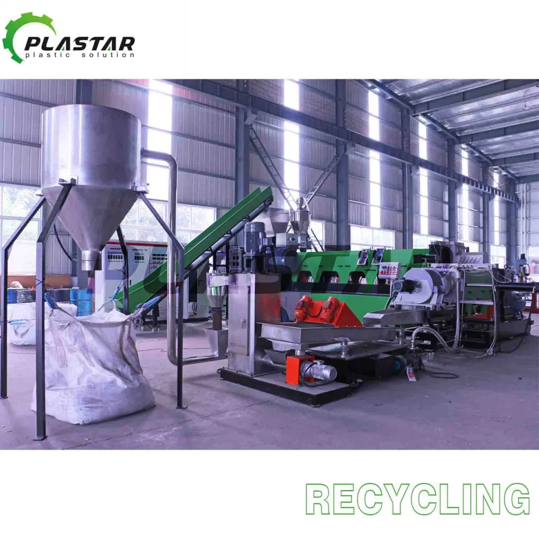 Two Stages Noodle Strip Cutting Type Waste PP PE Film Plastic Pelletizing Recycling Line