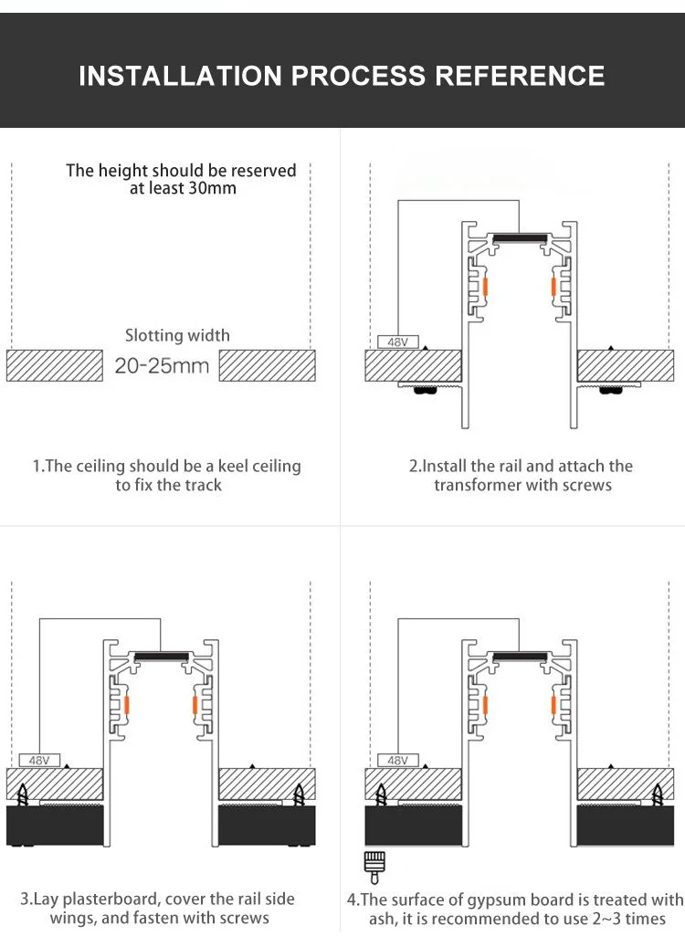 Ultrathin Magnetic Track Light Open Installation Spotlight Linear 48V LED Magnetic Rail Lighting System