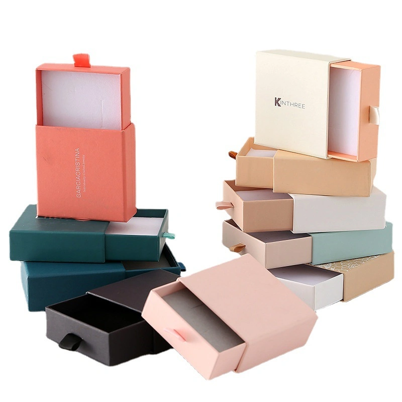Support Custom Rectangle Cardboard Paper Packaging Sliding Child Shoe Gift Black Paper Drawer Box