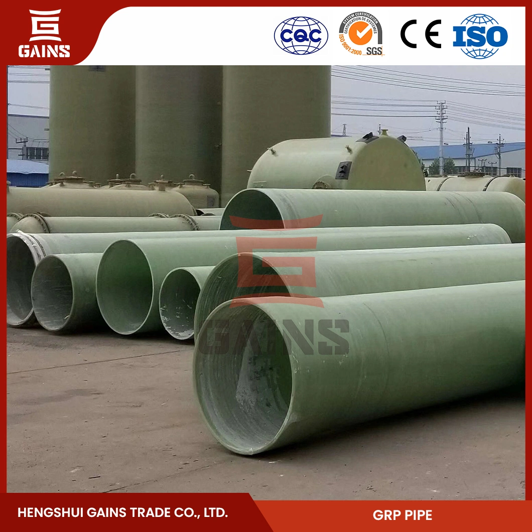 Gains GRP Pipe 800mm Factory GRP FRP Fiberglass Winding Pipe China Chemical Process Piping