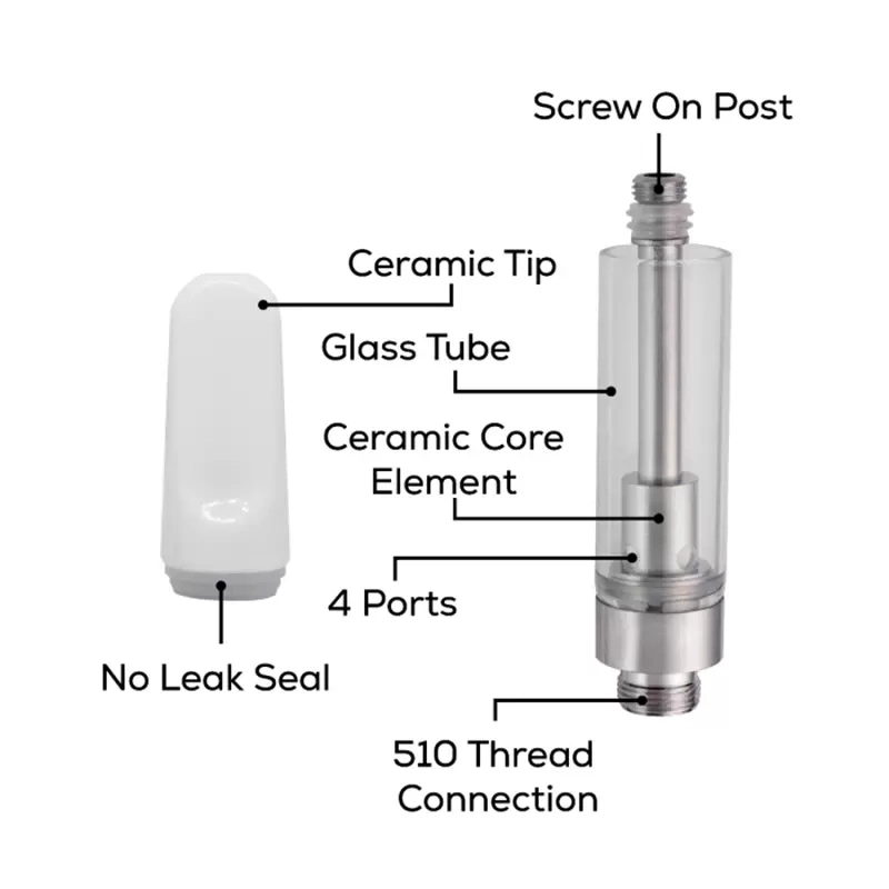 Ceramic Coil Vape Carts Th205 Atomizers Cartridges White Black Colors 510 Thread Clear Ceramics Glass Tank