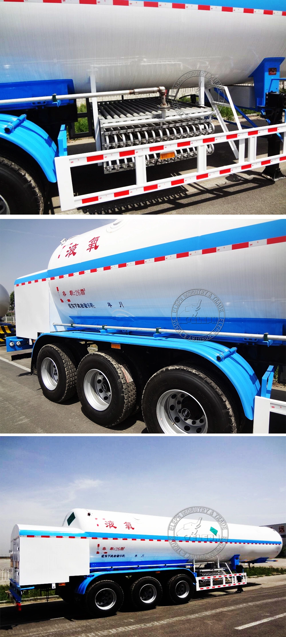 52.6cbm LNG Storage Tank with 3 Axle Semi Trailers Transportation